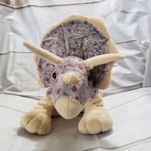 Wild Republic Triceratops Dinosaur 13" Plush Stuffed Animal 2019 Cream Gray Purp